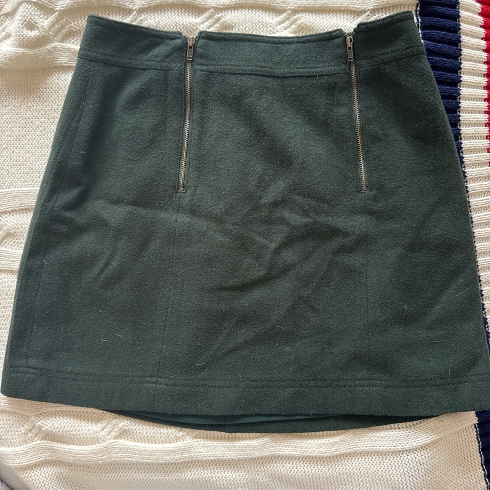 Madewell Forest Green Mini Skirt with Zipper Details